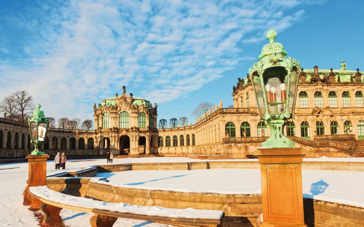 winterlicher Zwinger in Dresden, Deutschland