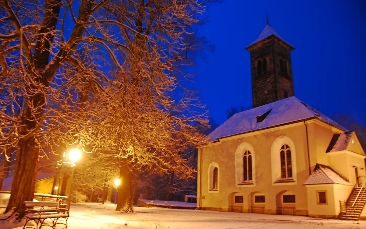 winterliche Festung Königstein im Elbsandsteingebirge, Deutschland