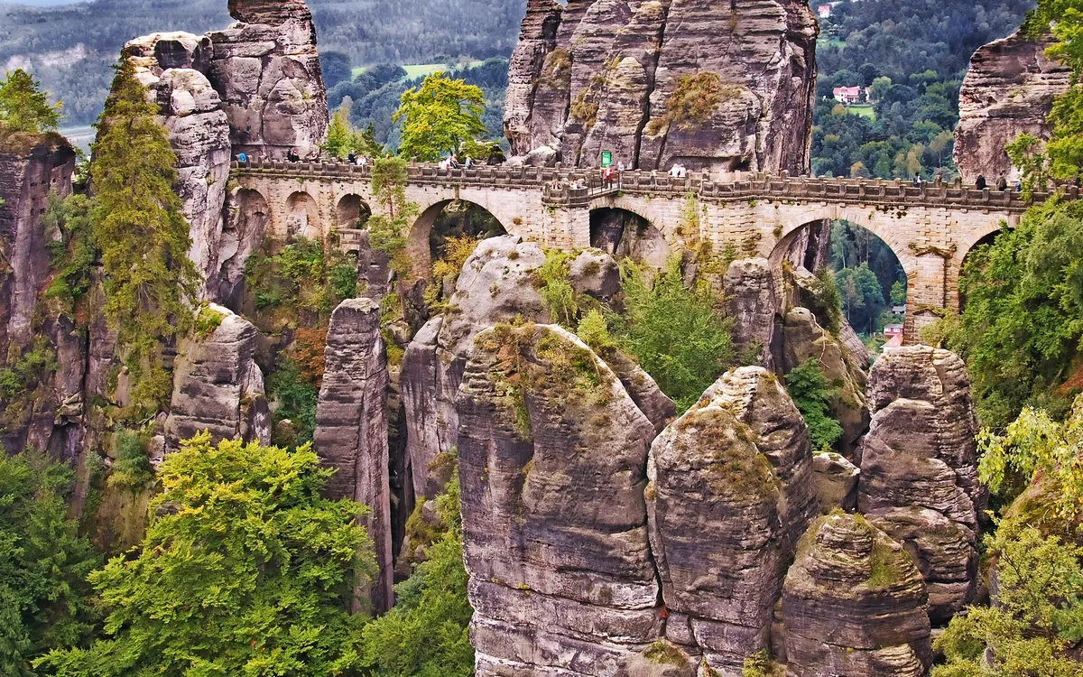 Felsformation Bastei in der Sächsischen Schweiz, Deutschland