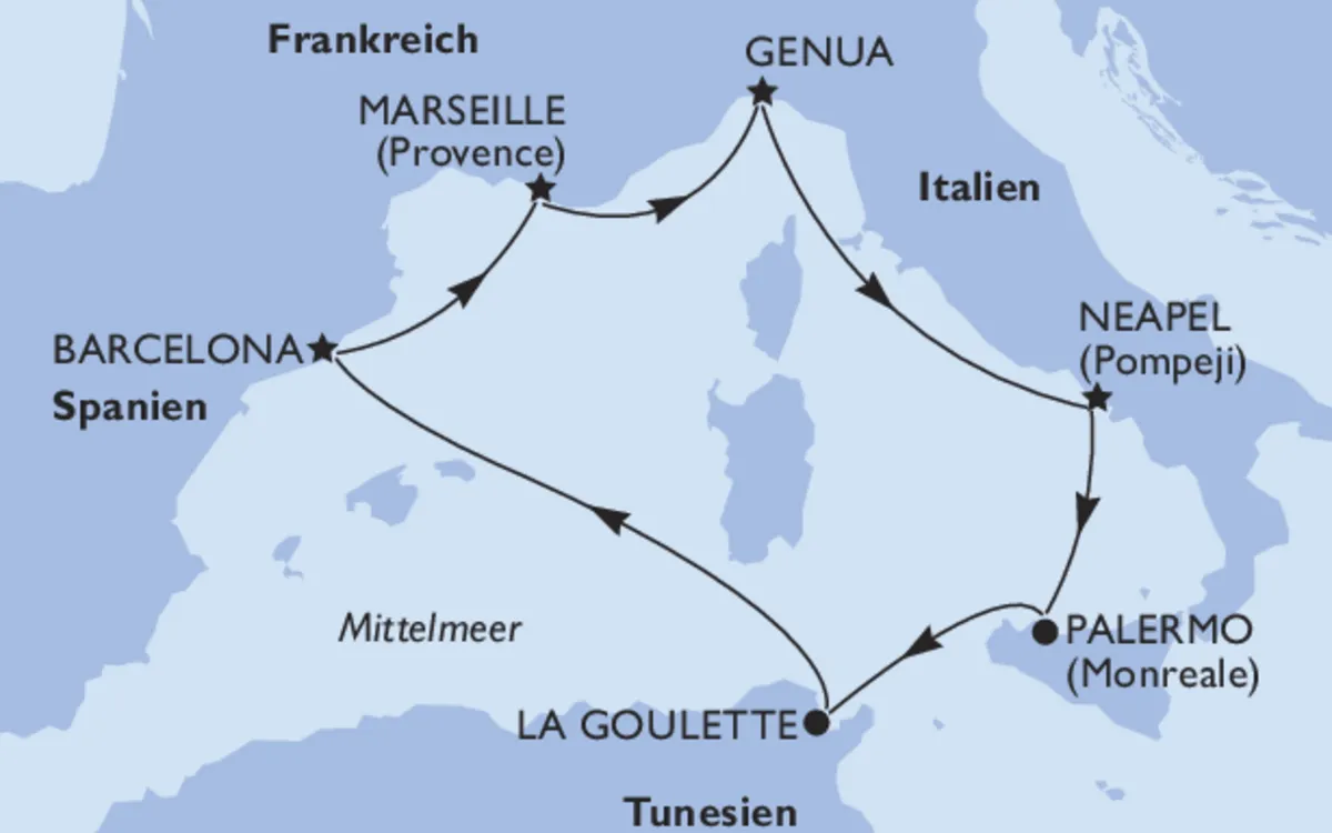 MSC Euribia Routenplan