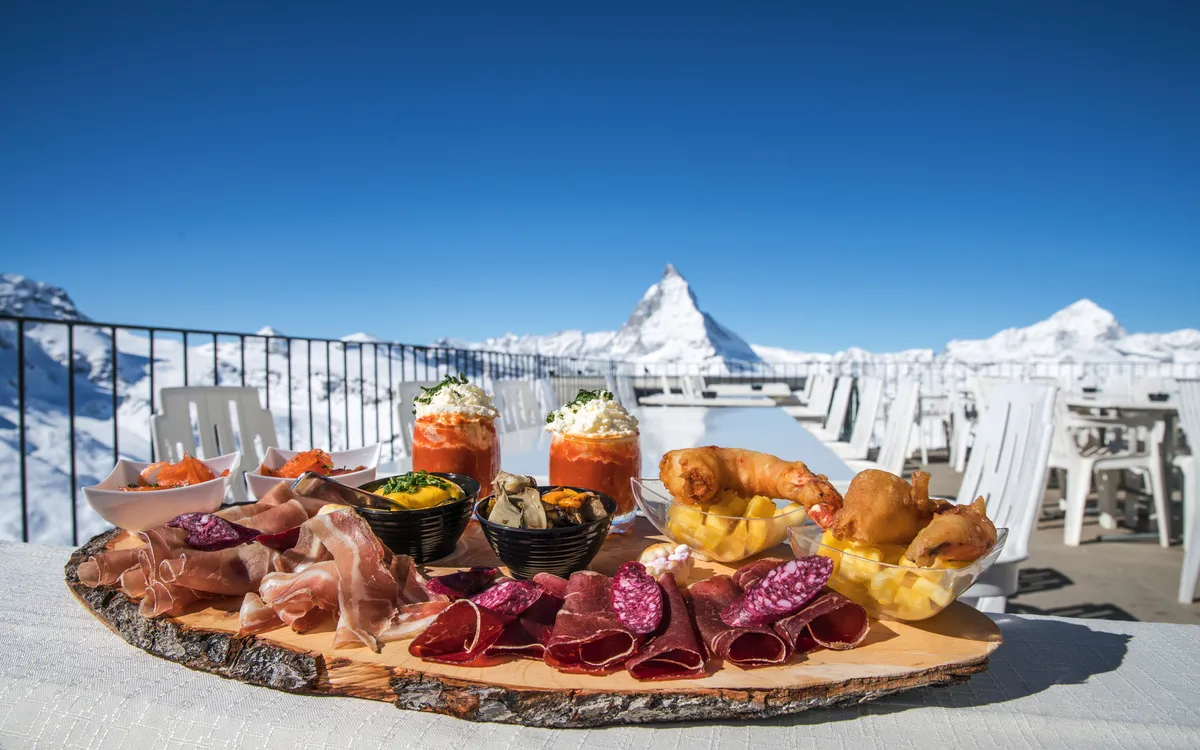 Jause nahe der Gornergrat Bahn am Matterhorn