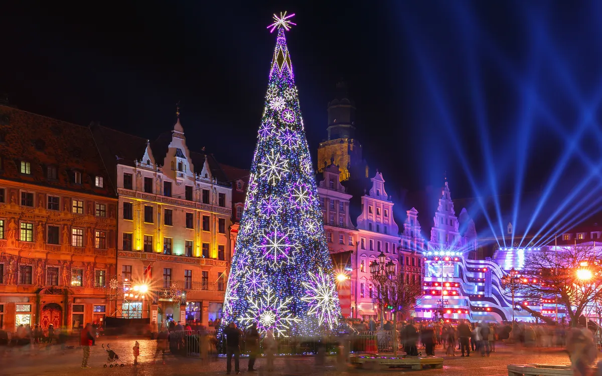 weihnachtlicher Marktplatz von Breslau, Polen